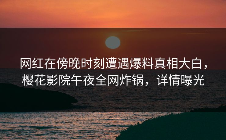 网红在傍晚时刻遭遇爆料真相大白，樱花影院午夜全网炸锅，详情曝光