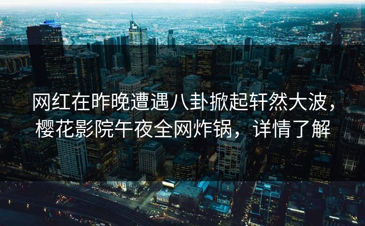 网红在昨晚遭遇八卦掀起轩然大波，樱花影院午夜全网炸锅，详情了解