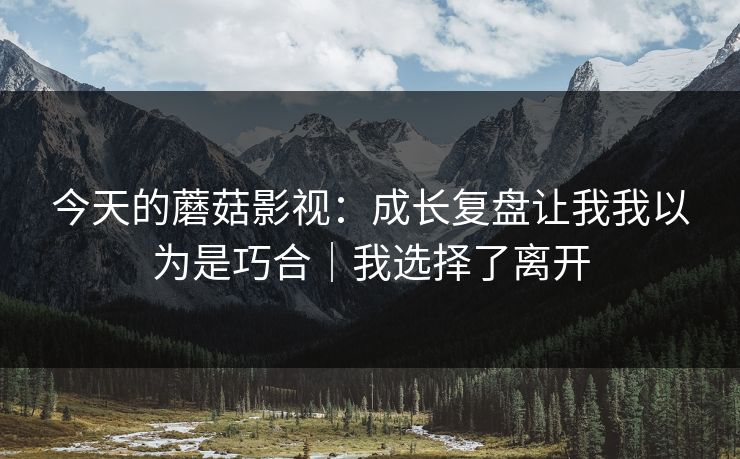 今天的蘑菇影视：成长复盘让我我以为是巧合｜我选择了离开