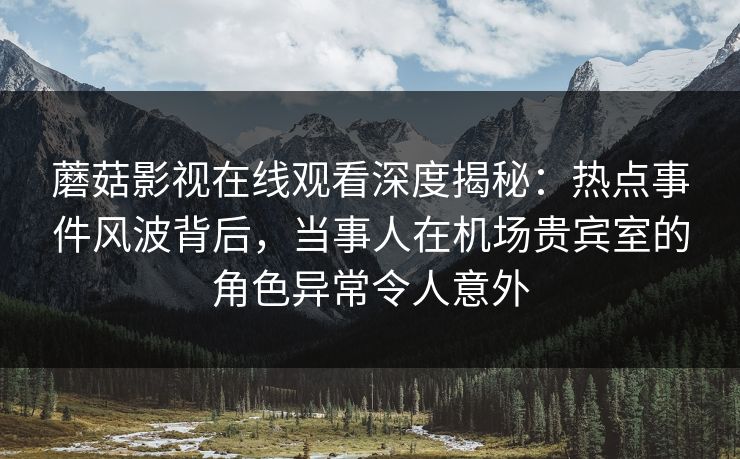 蘑菇影视在线观看深度揭秘:热点事件风波背后,当事人在机场贵宾室的角色异常令人意外 蘑菇影视在线观看深度揭秘:热点事件风波背后,当事人在机场贵宾室的角色异常令人意外