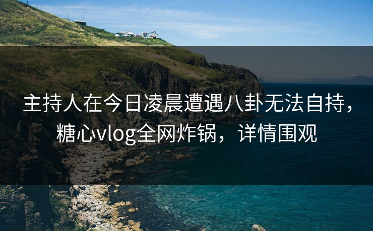 主持人在今日凌晨遭遇八卦无法自持，糖心vlog全网炸锅，详情围观